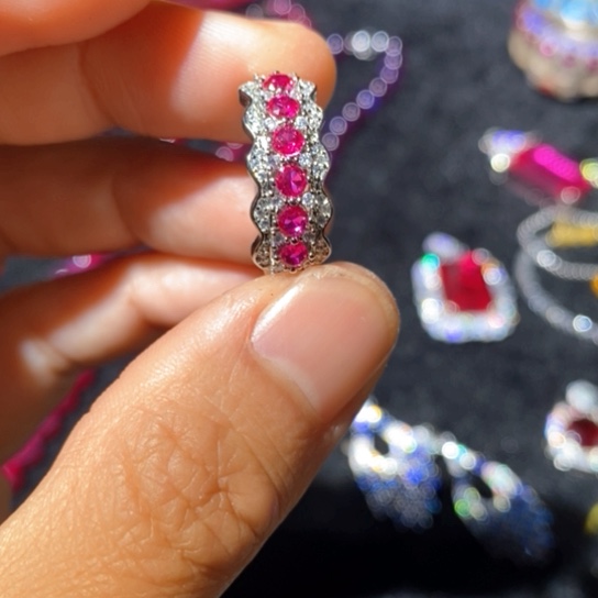 红宝石戒指银S925镶嵌