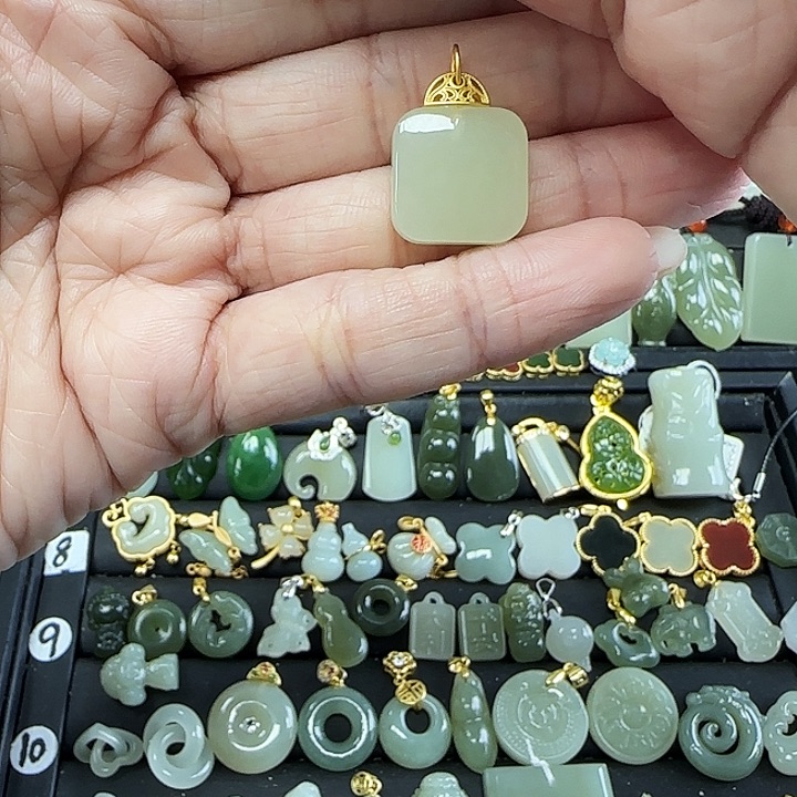 和田玉吊坠(不含链)银S925镶嵌