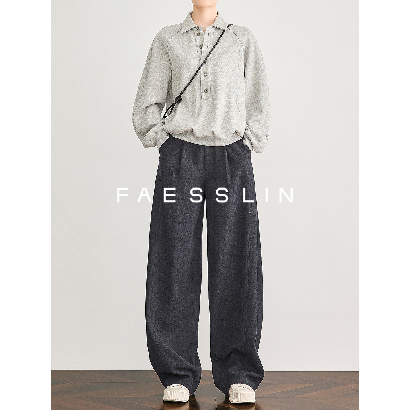 FAESSLIN【直腿立现】蓝色牛仔弯刀裤复古高个子加长阔腿裤 | 5531