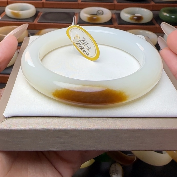 和田玉未镶嵌手镯枣红糖58.1