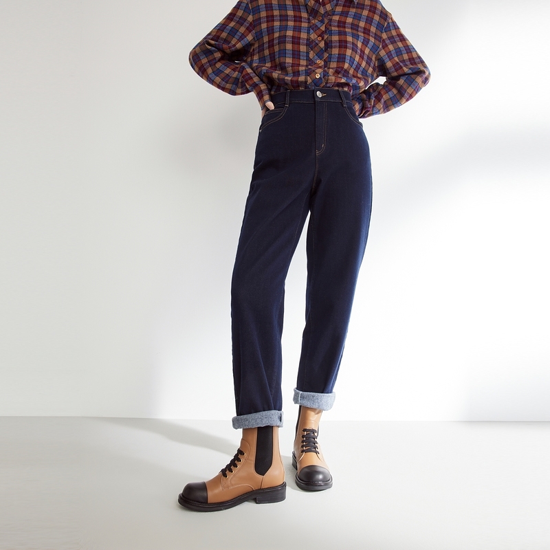 EP YAYING雅莹 羊绒牛仔裤长绒棉质显瘦直筒牛仔裤 秋冬新款J616A