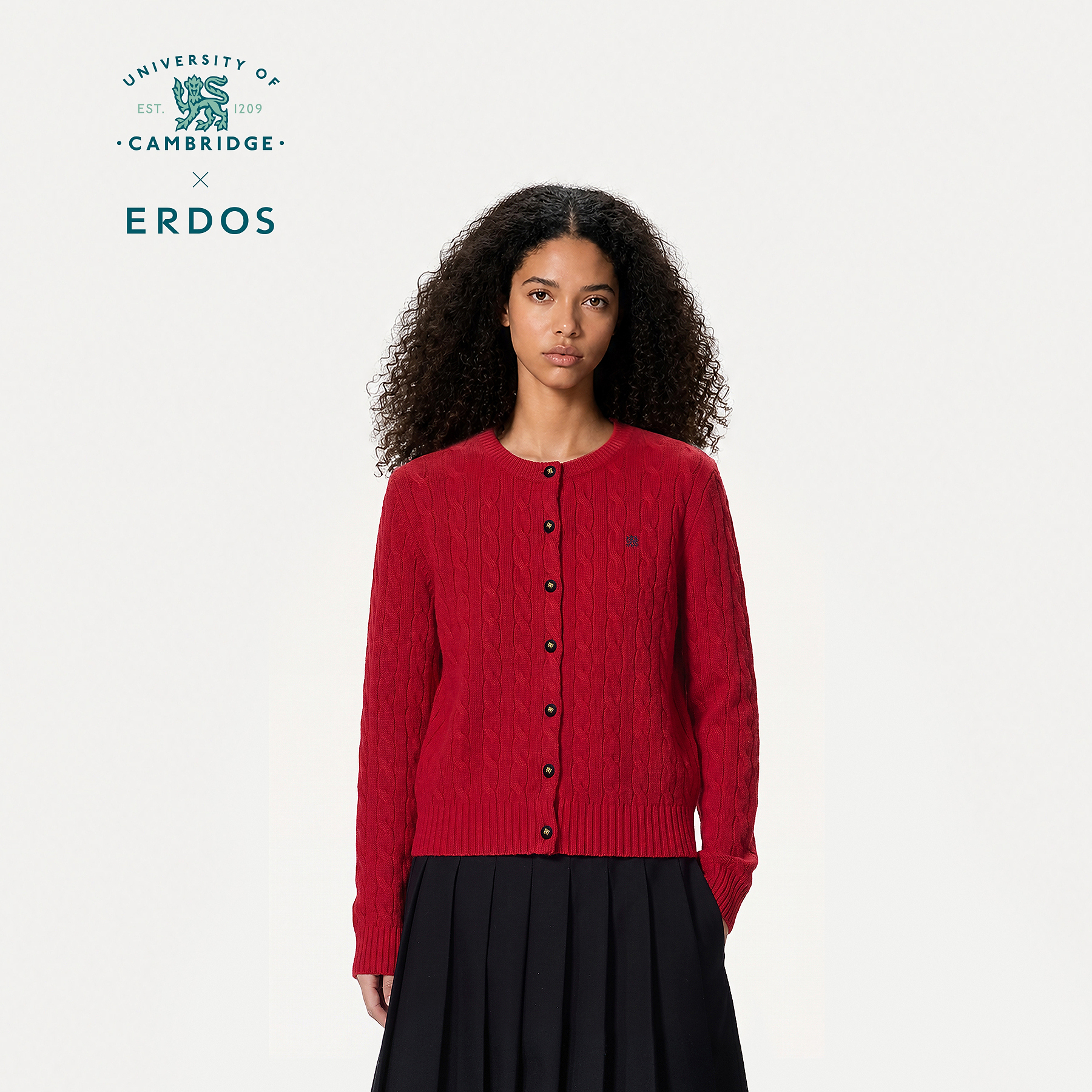 【ERDOS×剑桥大学联名系列】ERDOS 山羊绒绞花开衫 26年秋冬新品
