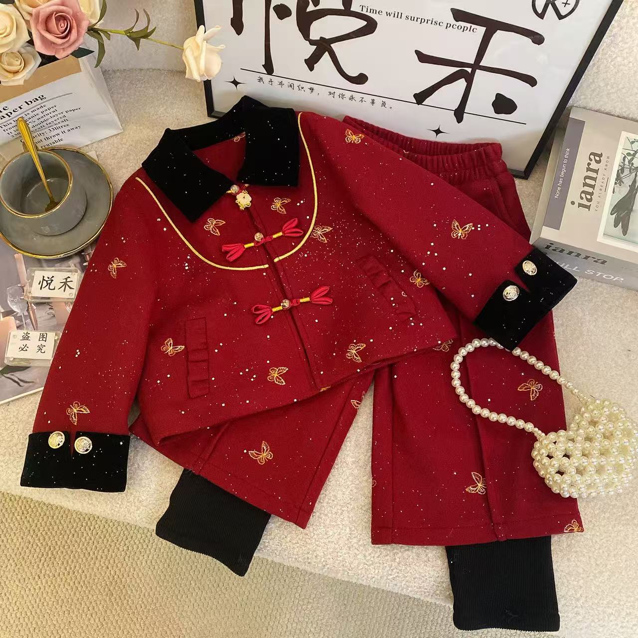 Y3【悦禾】女童新款秋冬韩版百搭洋气加厚童装套装60351
