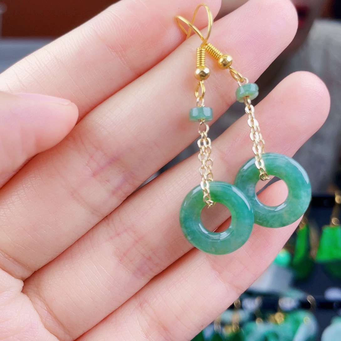 翡翠未镶嵌耳饰饰品