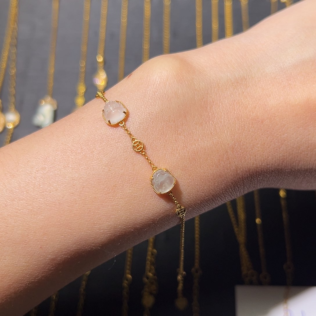 翡翠手链18K金镶嵌手链