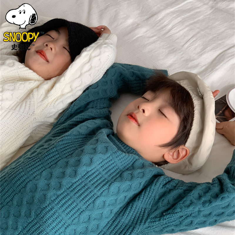 Snoopy/史努比男女童毛衣儿童小女孩秋冬套头纯色打底针织衫洋气