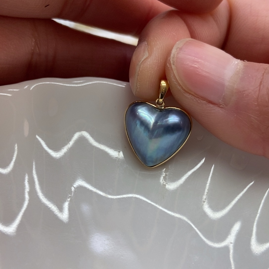 拼合珍珠（马贝珠）吊坠(不含链)18K金镶嵌