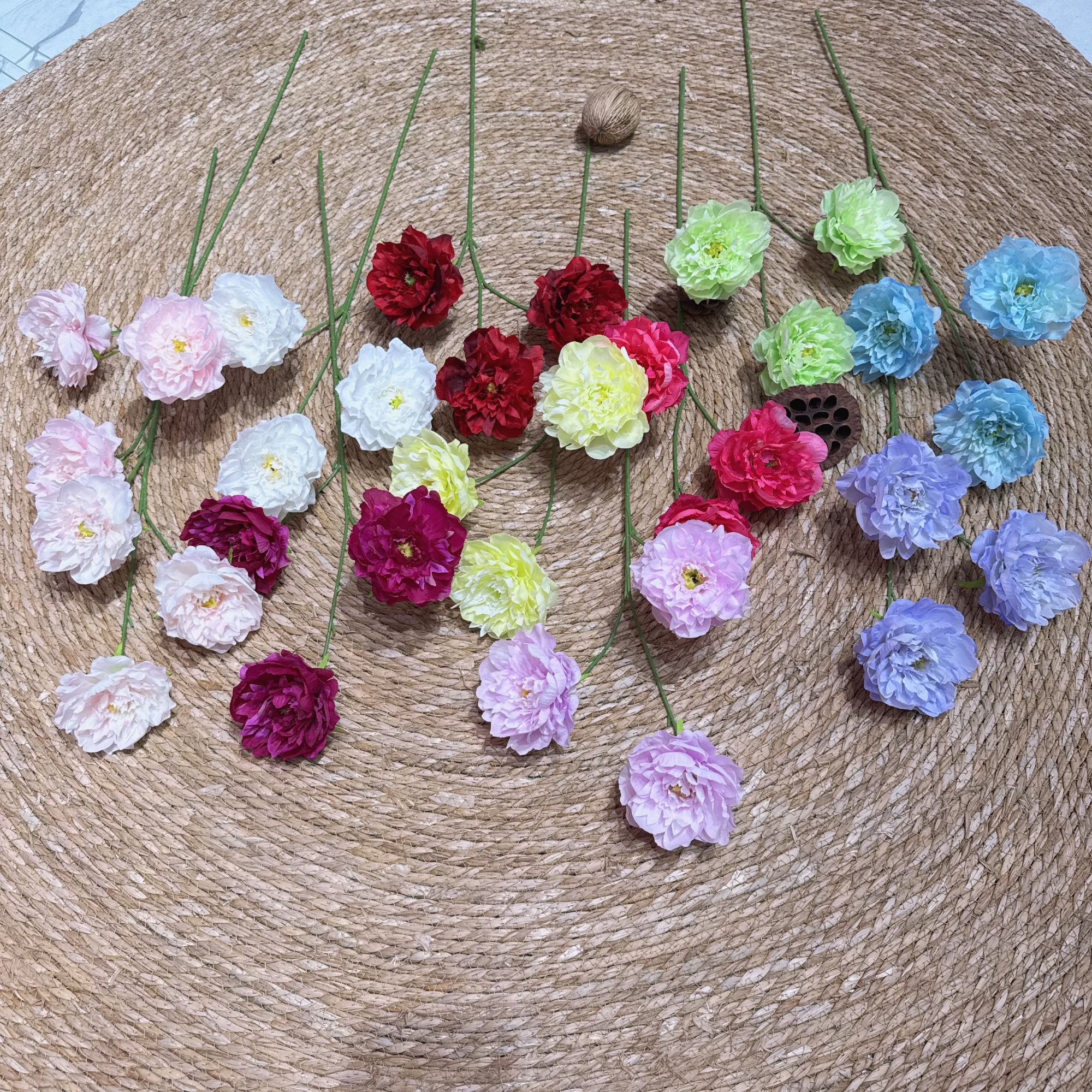 【3头牡丹】花心思花材批发国风永生花桌面玄关装饰摆件仿真花假花