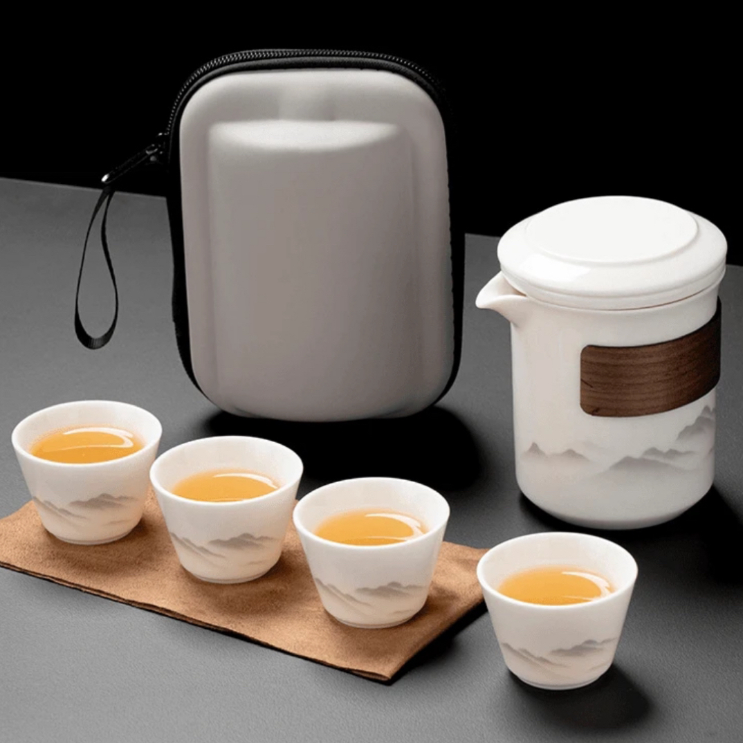 户外旅行羊脂玉白瓷车载快客杯便携式功夫泡茶茶具泡茶专用露营