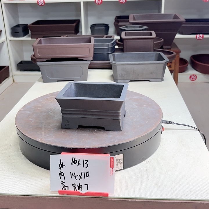 紫砂花盆中带小长方