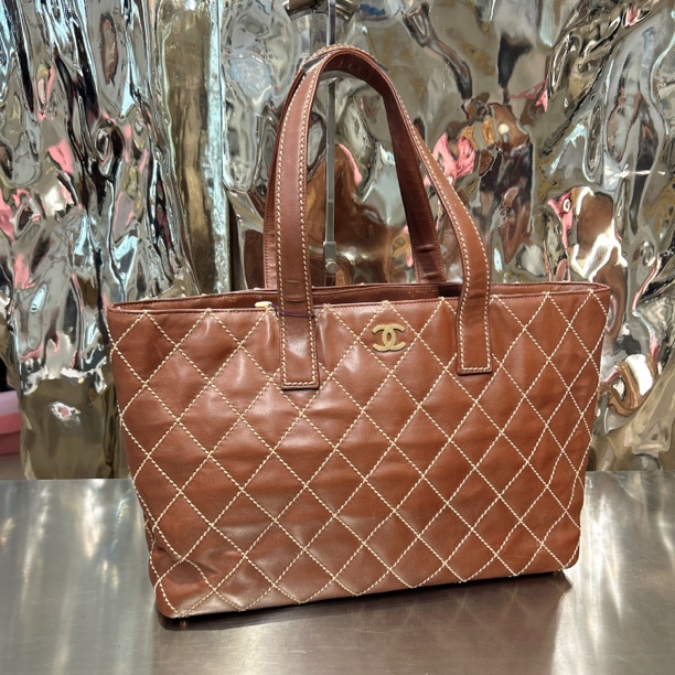 99新 Chanel/香奈儿 巧克力色 外缝线 棱格纹