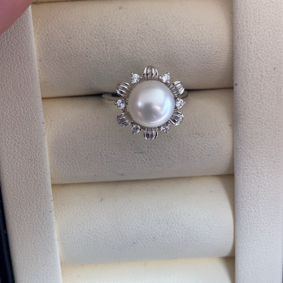 海水珍珠戒指银S925镶嵌