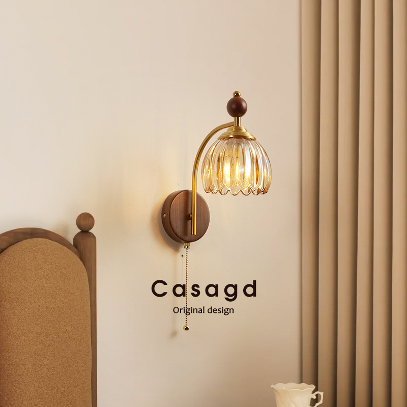 轻奢中古风过道照明壁灯复古玻璃客厅灯简约过道走廊灯具casagd