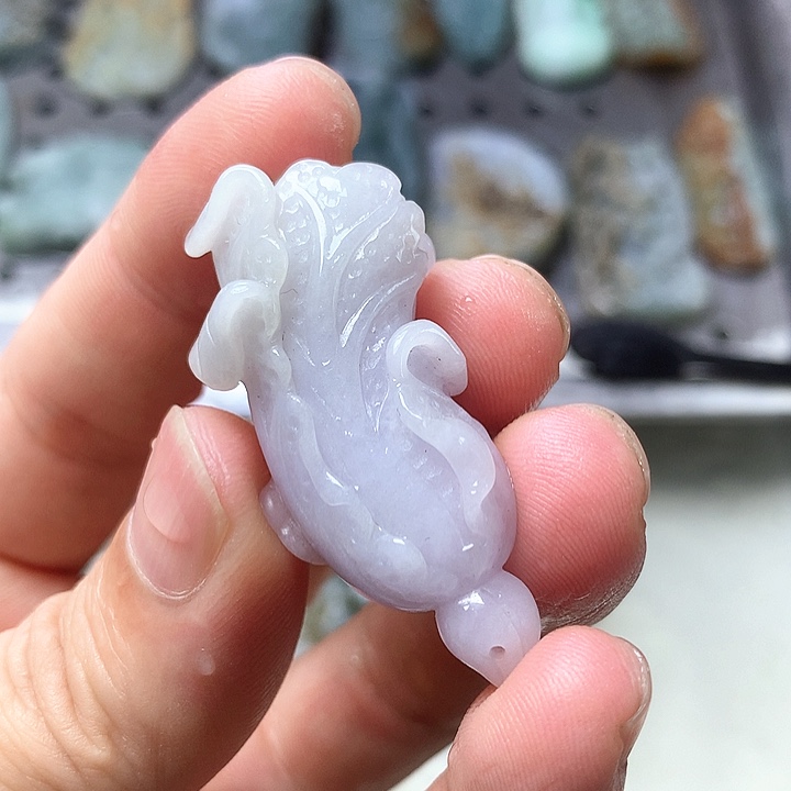 颈饰未镶嵌翡翠赛*克缅甸翡翠紫白菜