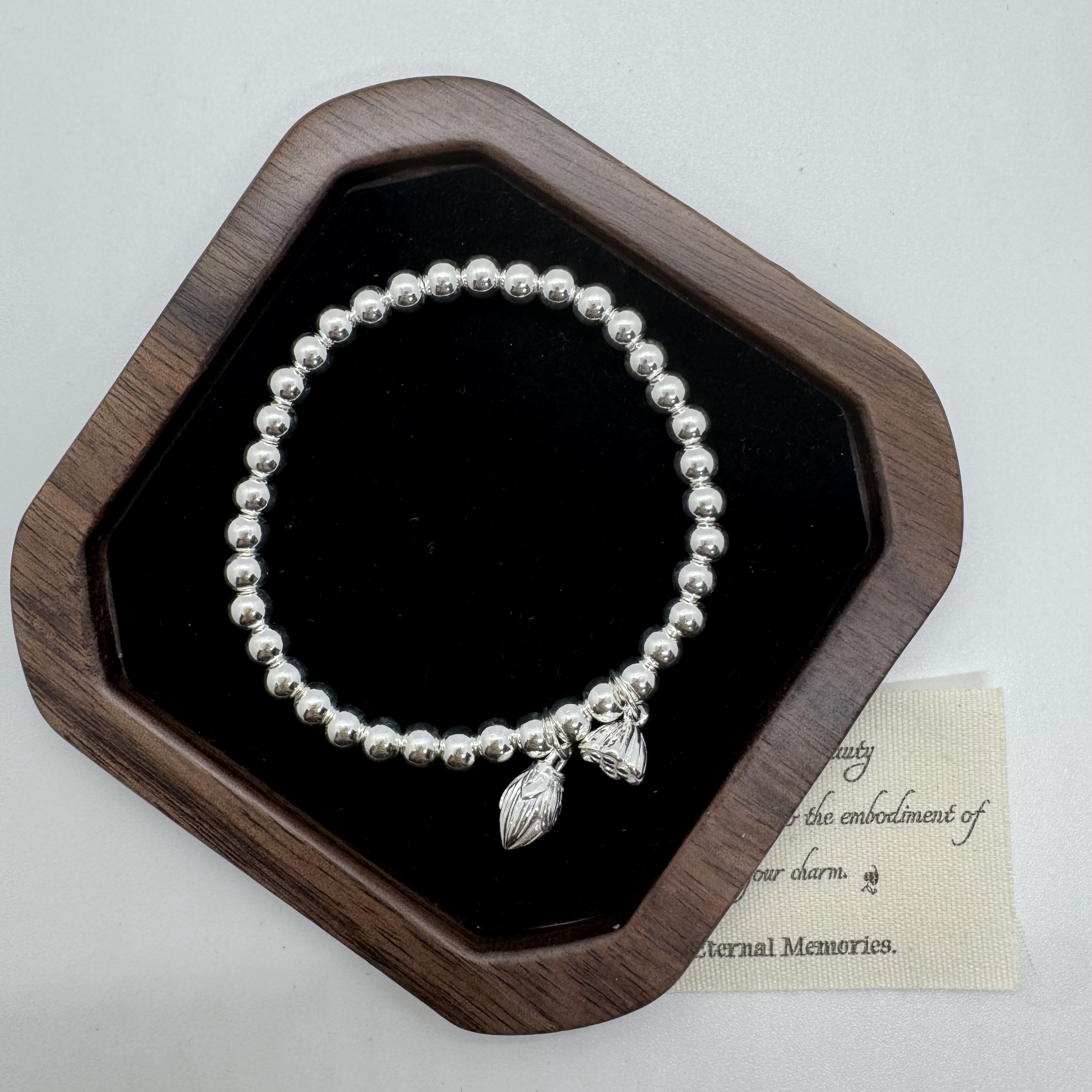 足银手链 【两世欢】简约素款光珠 足银手链