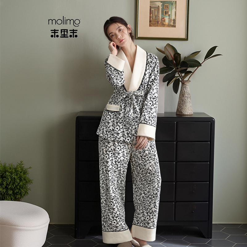 末里末【半梦花屿】海岛绒长袖长裤保暖睡衣秋冬季可外穿高级感睡袍