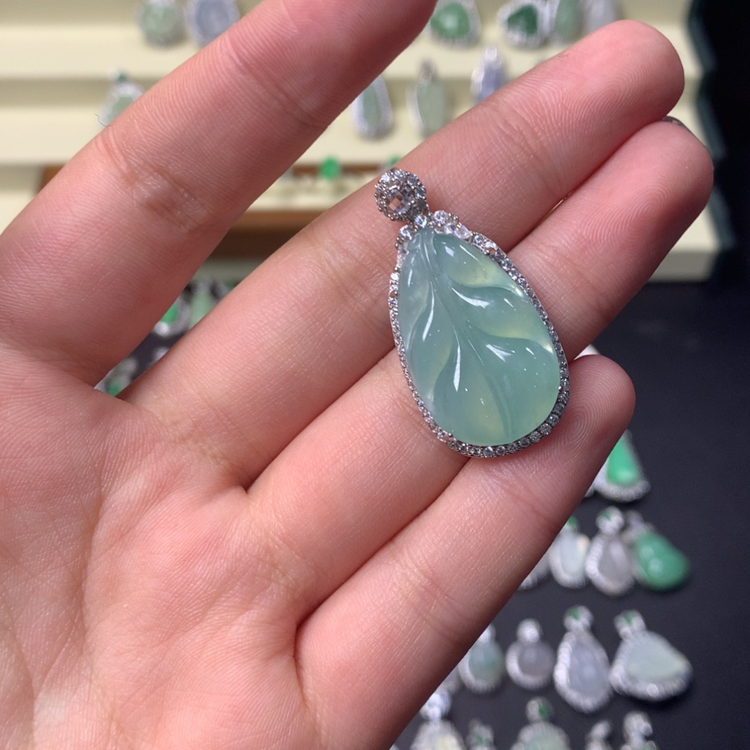翡翠银S925镶嵌挂件