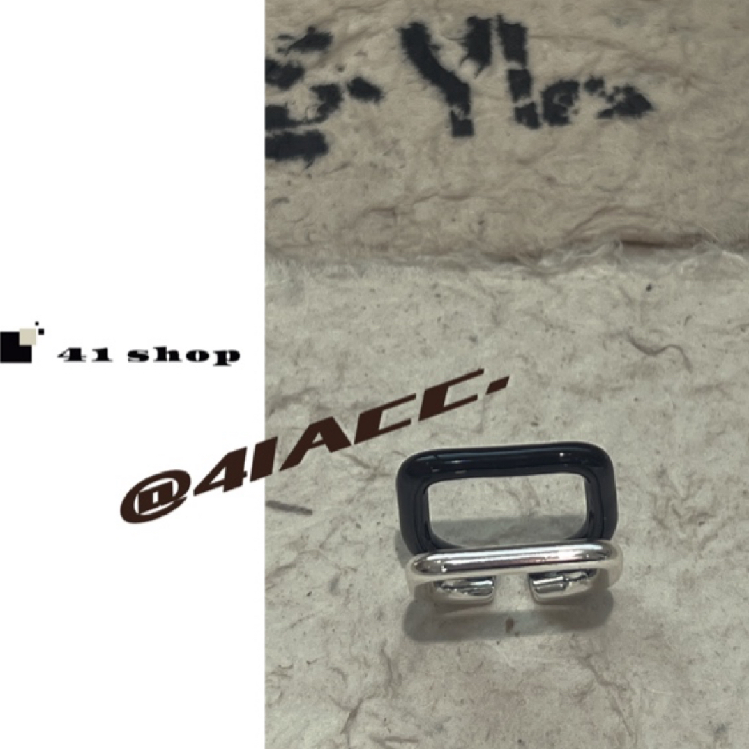 铜合金珐琅戒指 A596 小众设计双层黑色滴釉买手款高级感戒指