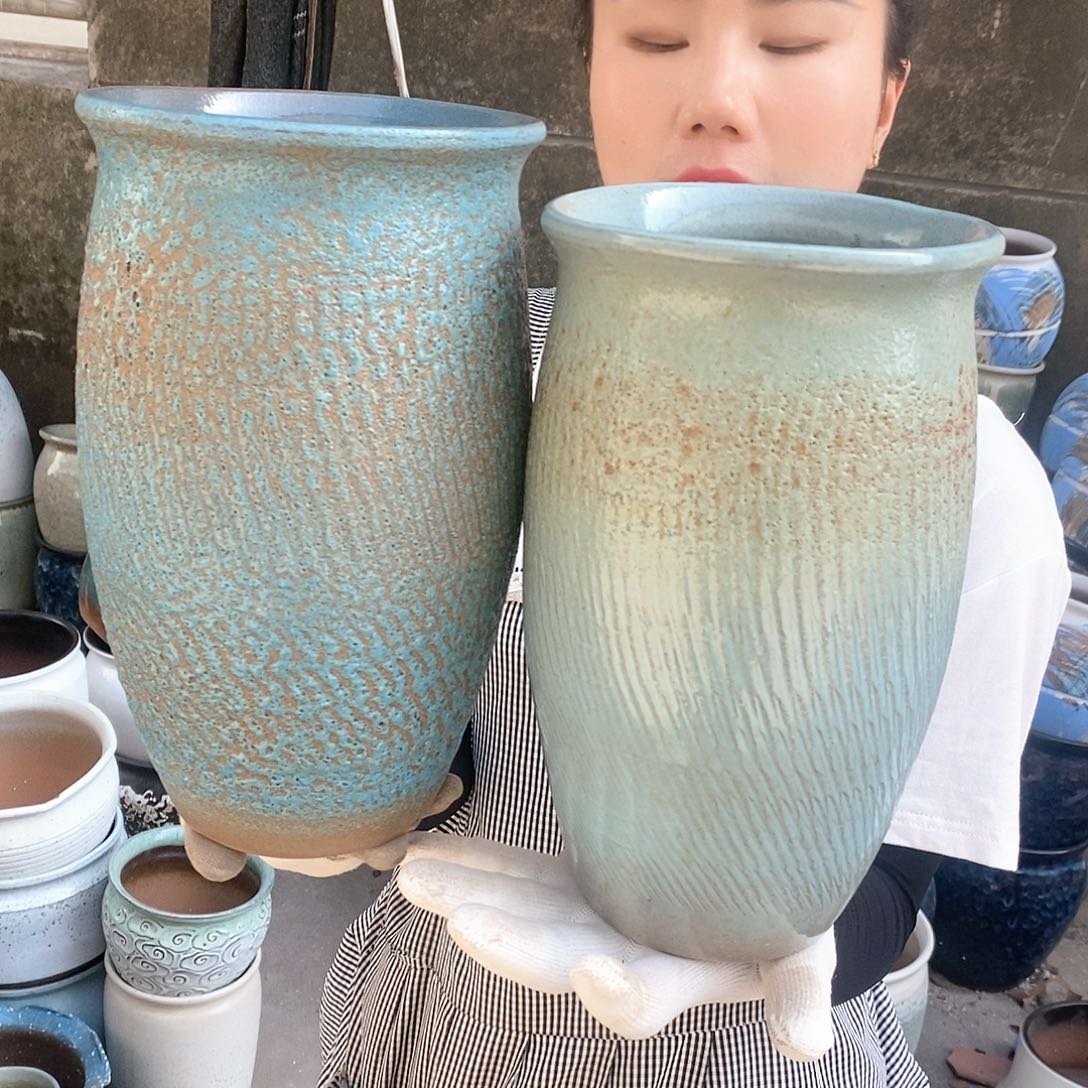 紫砂花盆瑕疵口15高26