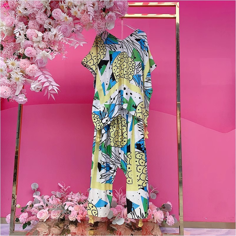 A1757欧美设计师2025早春新款重工钉钻刺绣亮片花朵拼色时尚套装