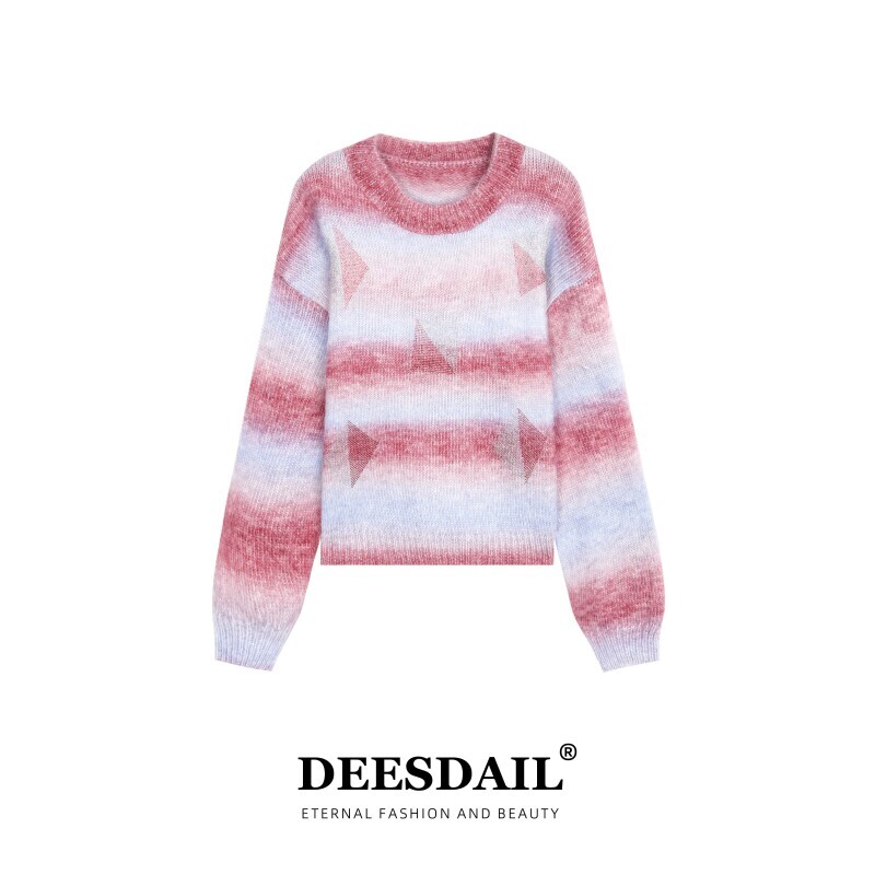 Deesdail冬长袖圆领上衣显瘦小众知性针织衫女装A264