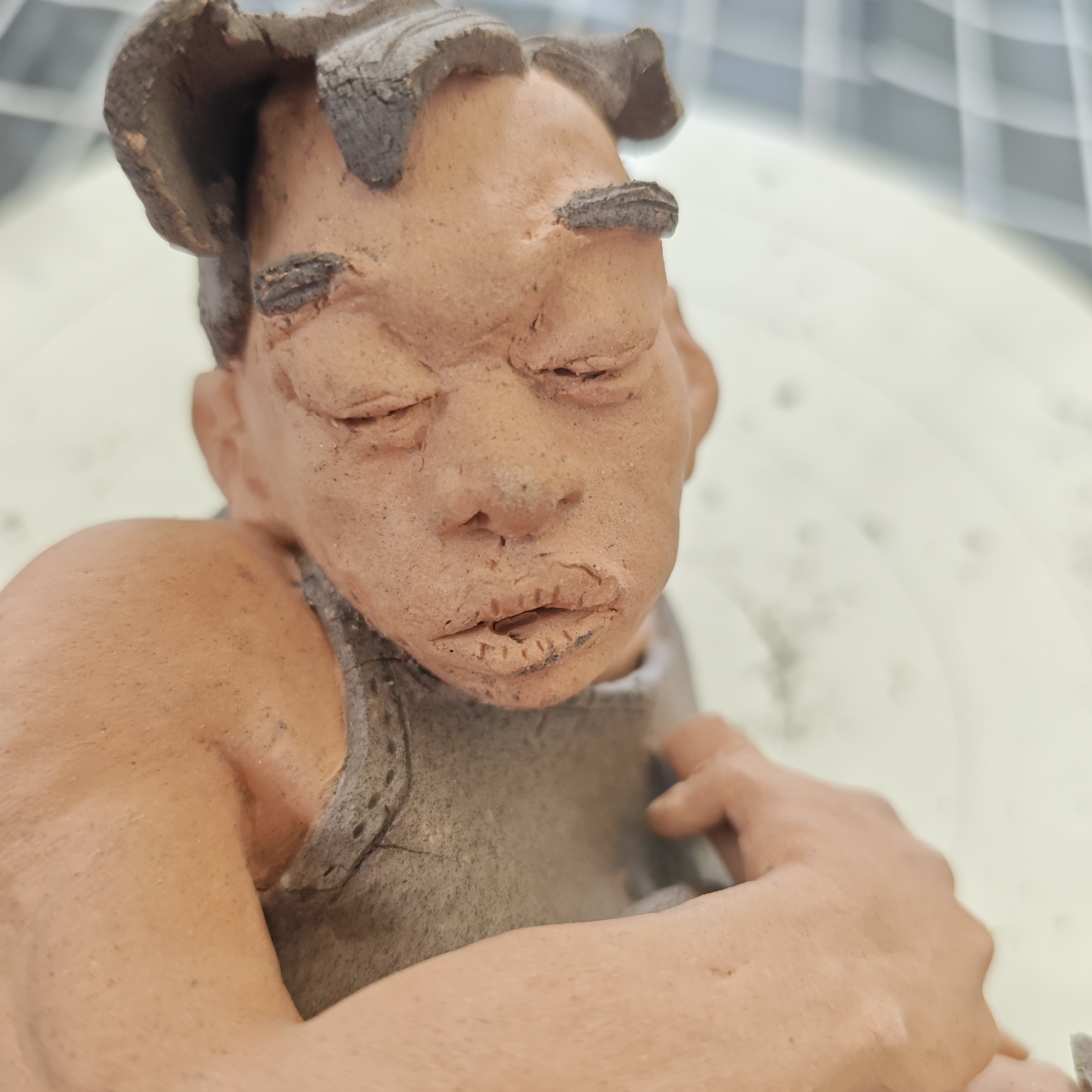 盖碗茶全手工陶塑人物