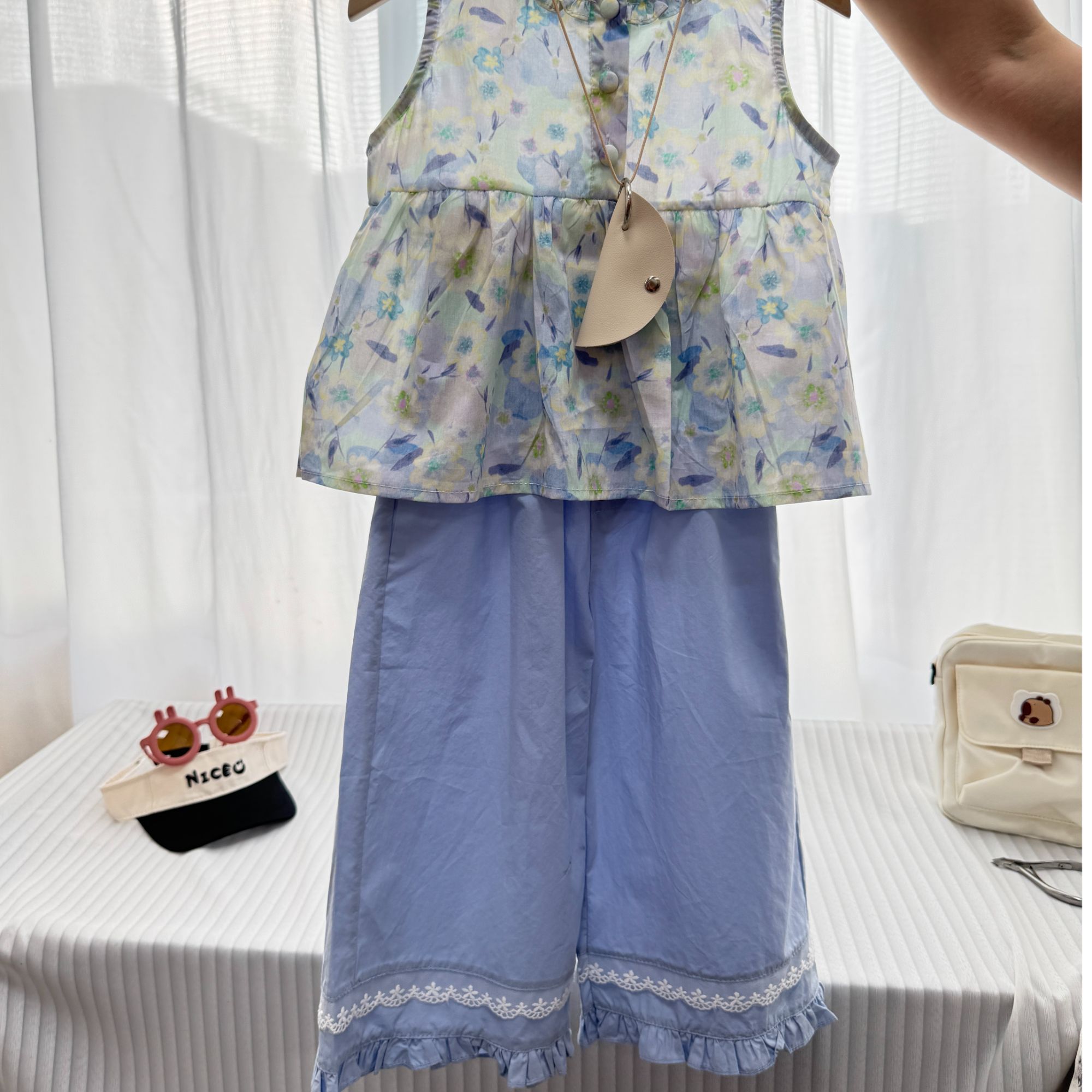 婴格朗迪8850女童碎花套装夏