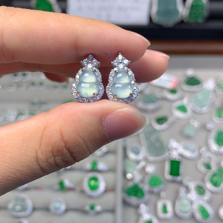 翡翠未镶嵌耳饰耳钉