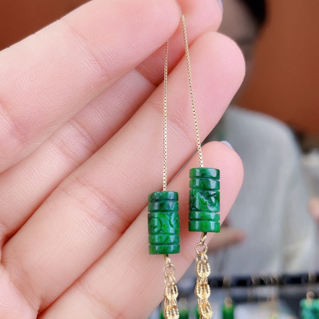 翡翠银S925镶嵌耳饰