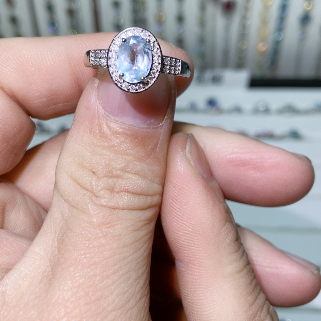 绿水晶戒指银S925镶嵌