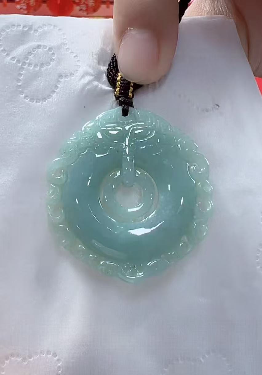 官方正品翡翠A货仿古平安扣（多样性发货发一）宽38高40厚5送绳 