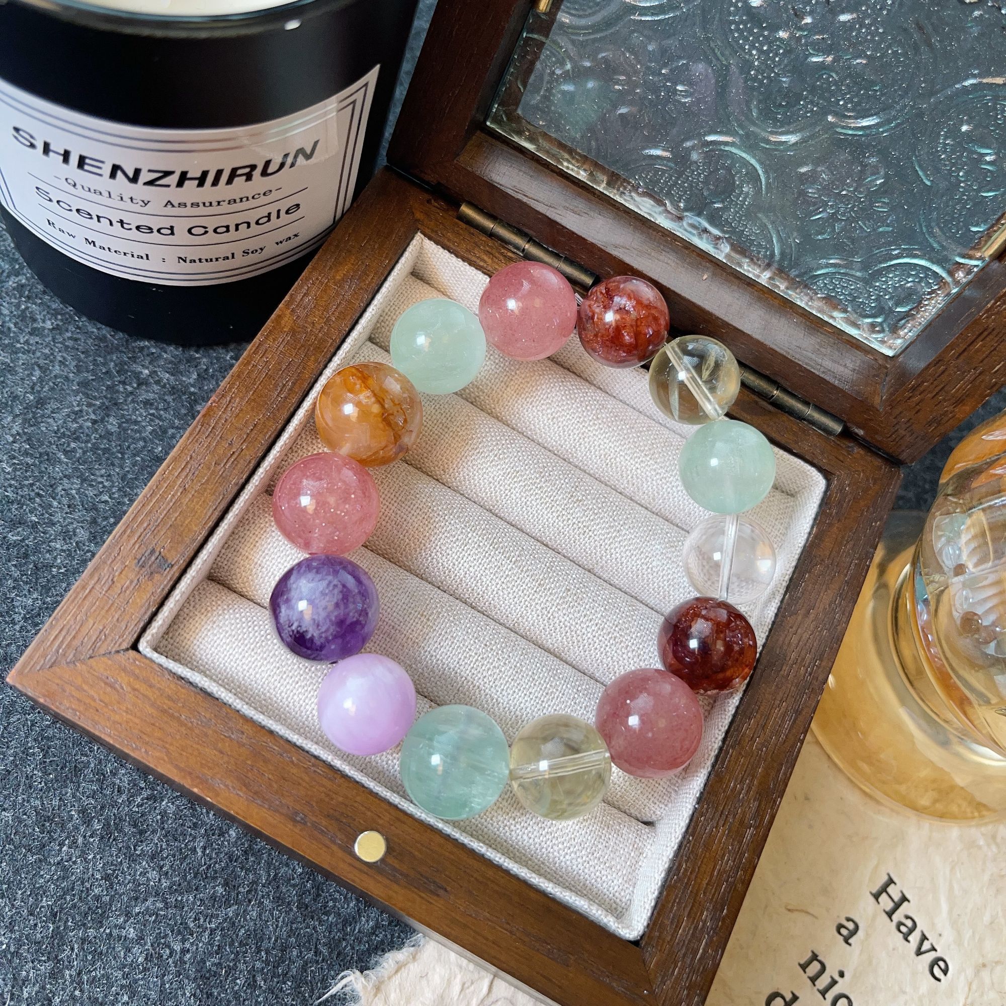 彩虹多宝水晶手串 颜色微差多样性发其一A22