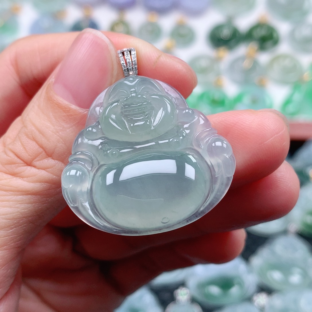 翡翠吊坠(不含链)18K金镶嵌