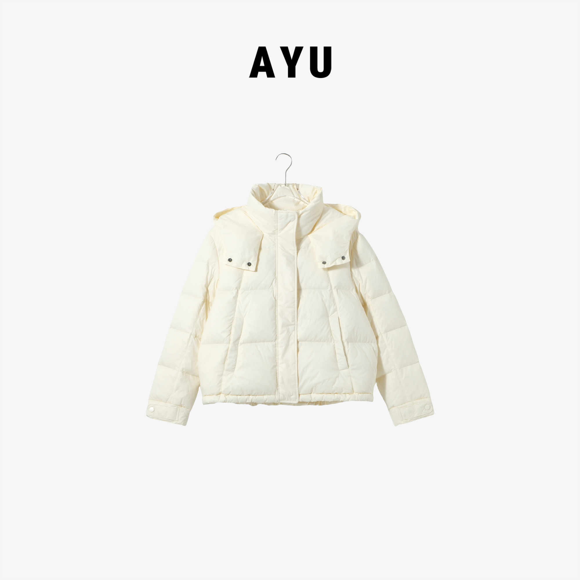 阿玉家&韩系时尚加厚保暖帽面包服白鸭绒外套羽绒服#833298