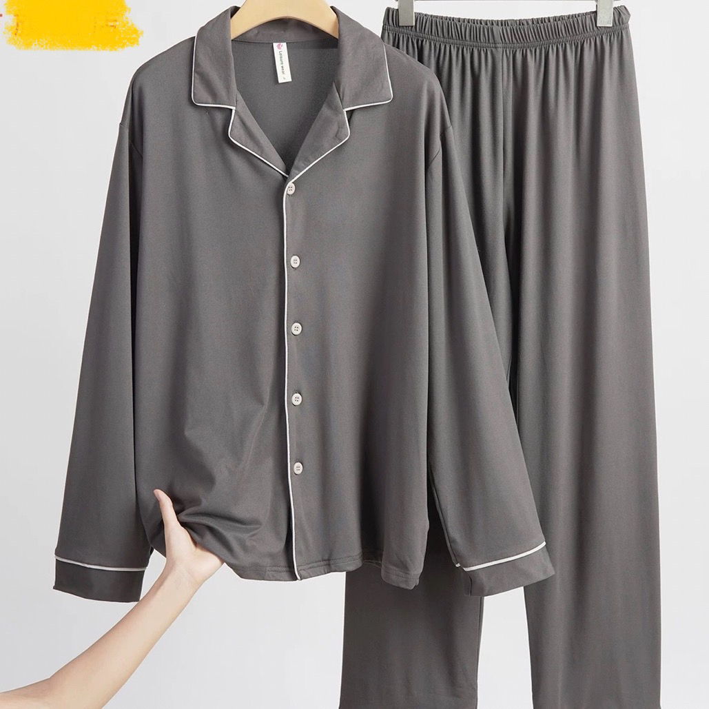 【100纯棉】开衫睡衣男大码宽松长袖长裤可外穿家居服套装