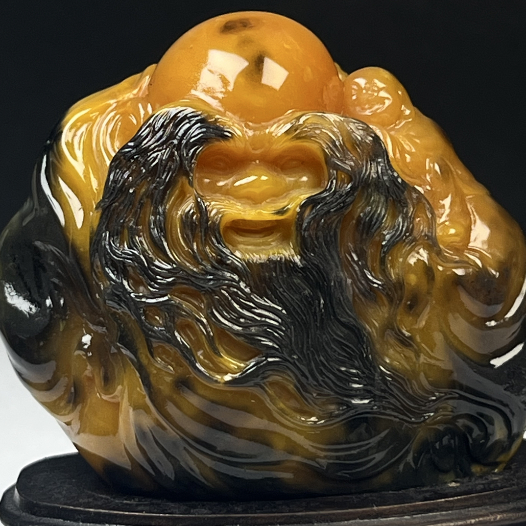 寿山石中坂乌鸦皮田黄田味十足干净通透寿星87.5克5.7-5.2-2.2cm