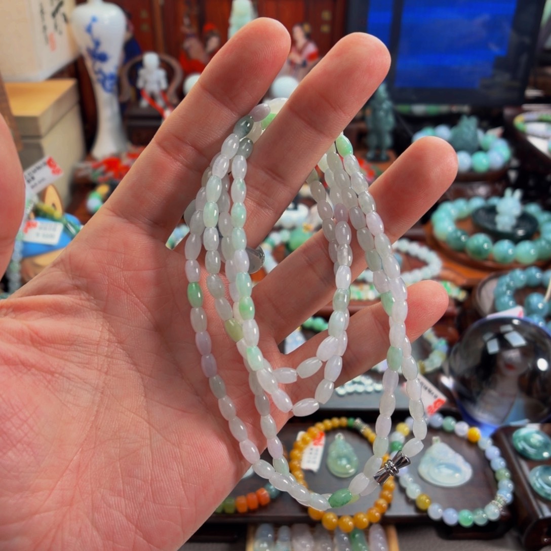 翡翠未镶嵌手串马卡龙米粒珠项链4+多样性发一