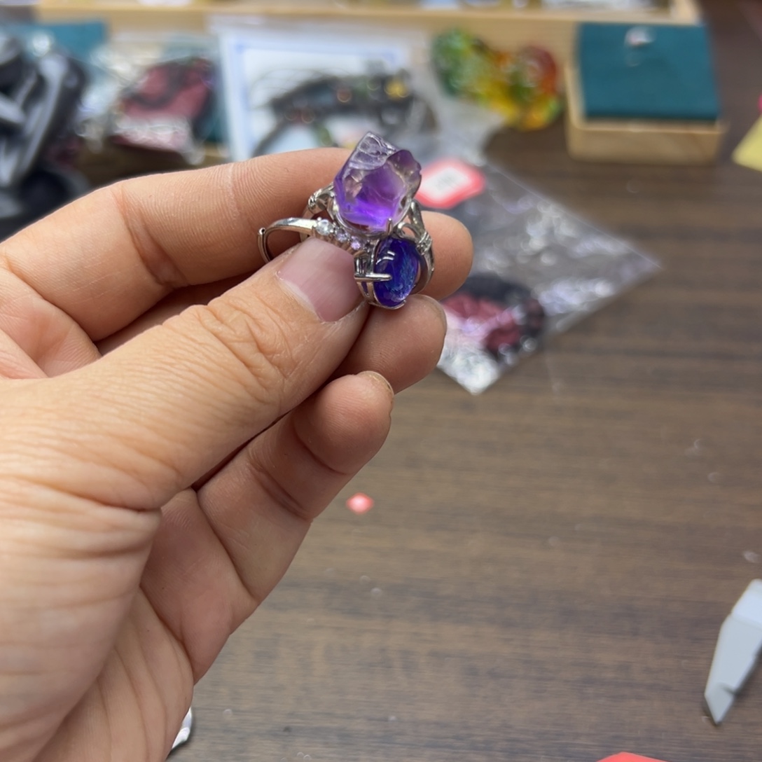 美***荐水晶戒指银S925镶嵌1414