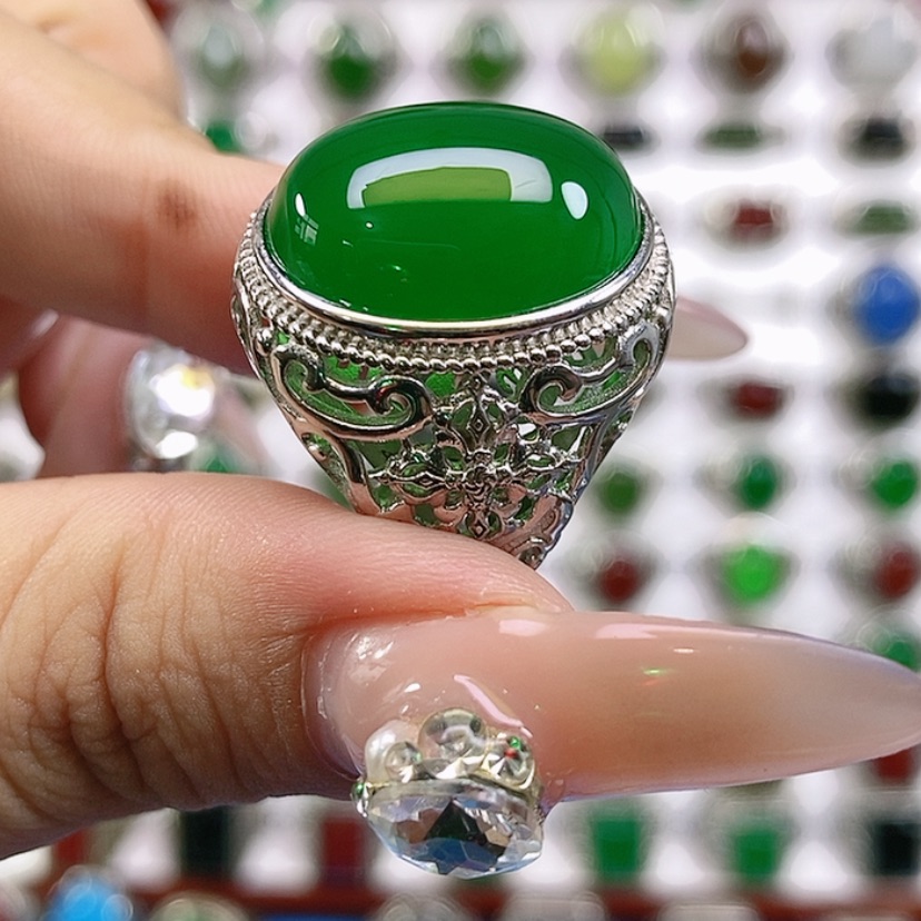 【闪购商品】银S925镶嵌戒指玛瑙/玉髓