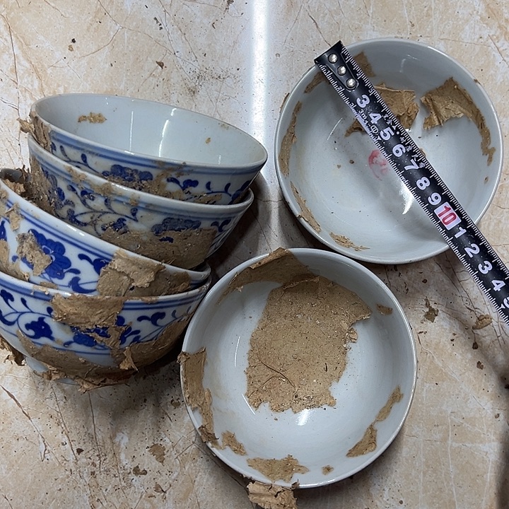 摆件陶6个11.5厘米芙蓉花碗