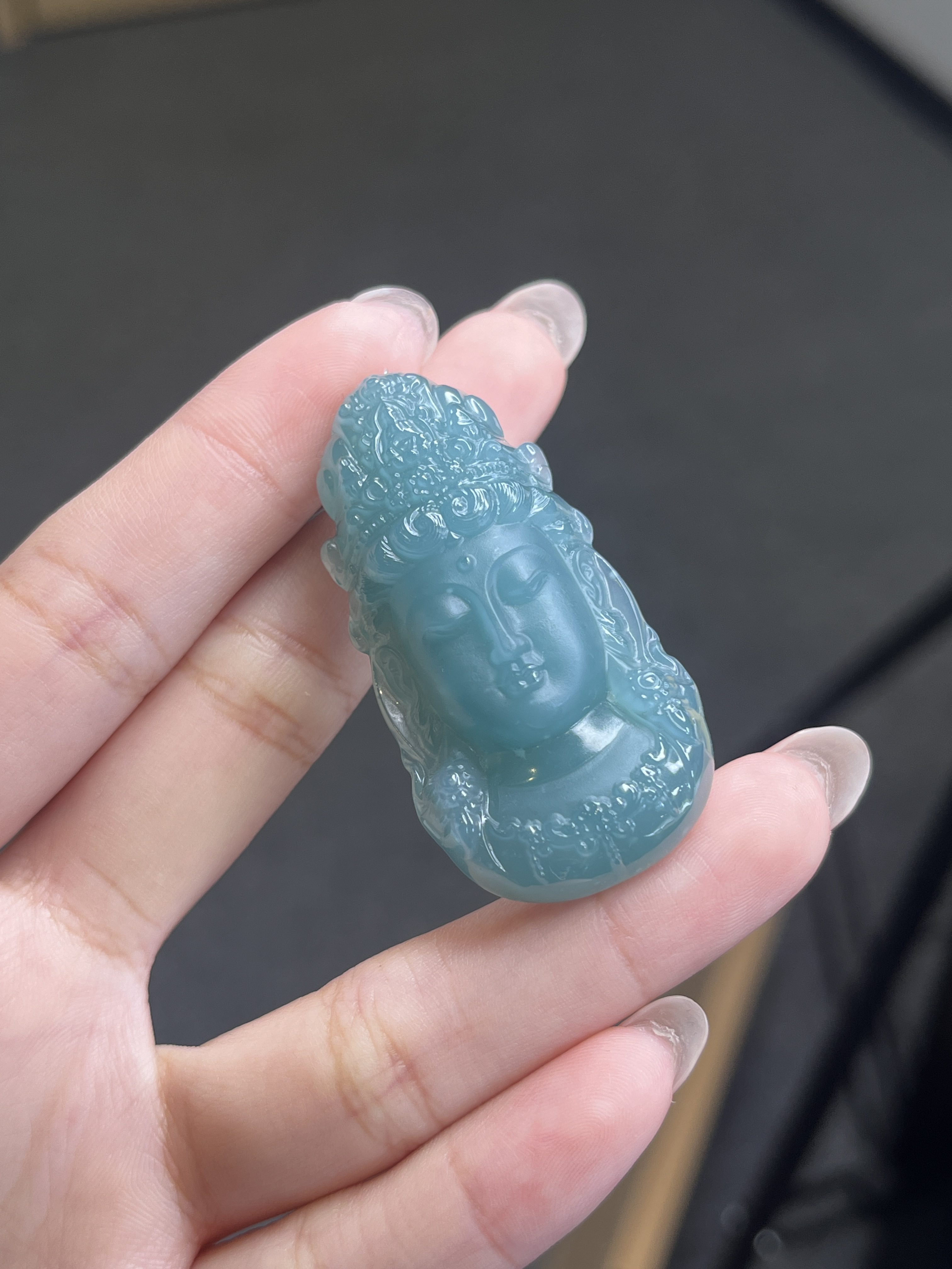 天然A货翡翠观音头