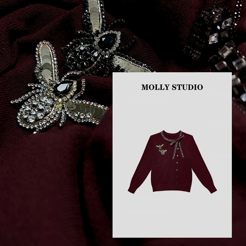 【瑰宝之梦】Molly 时尚气质显瘦轻奢重工针织衫毛衣上衣 M2025917