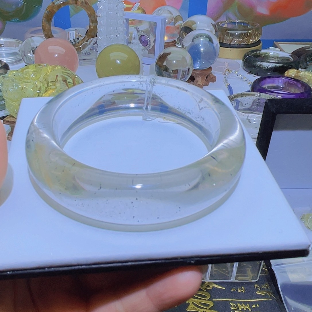 水晶手镯未镶嵌Y**u天然幽灵冰感手镯福利款