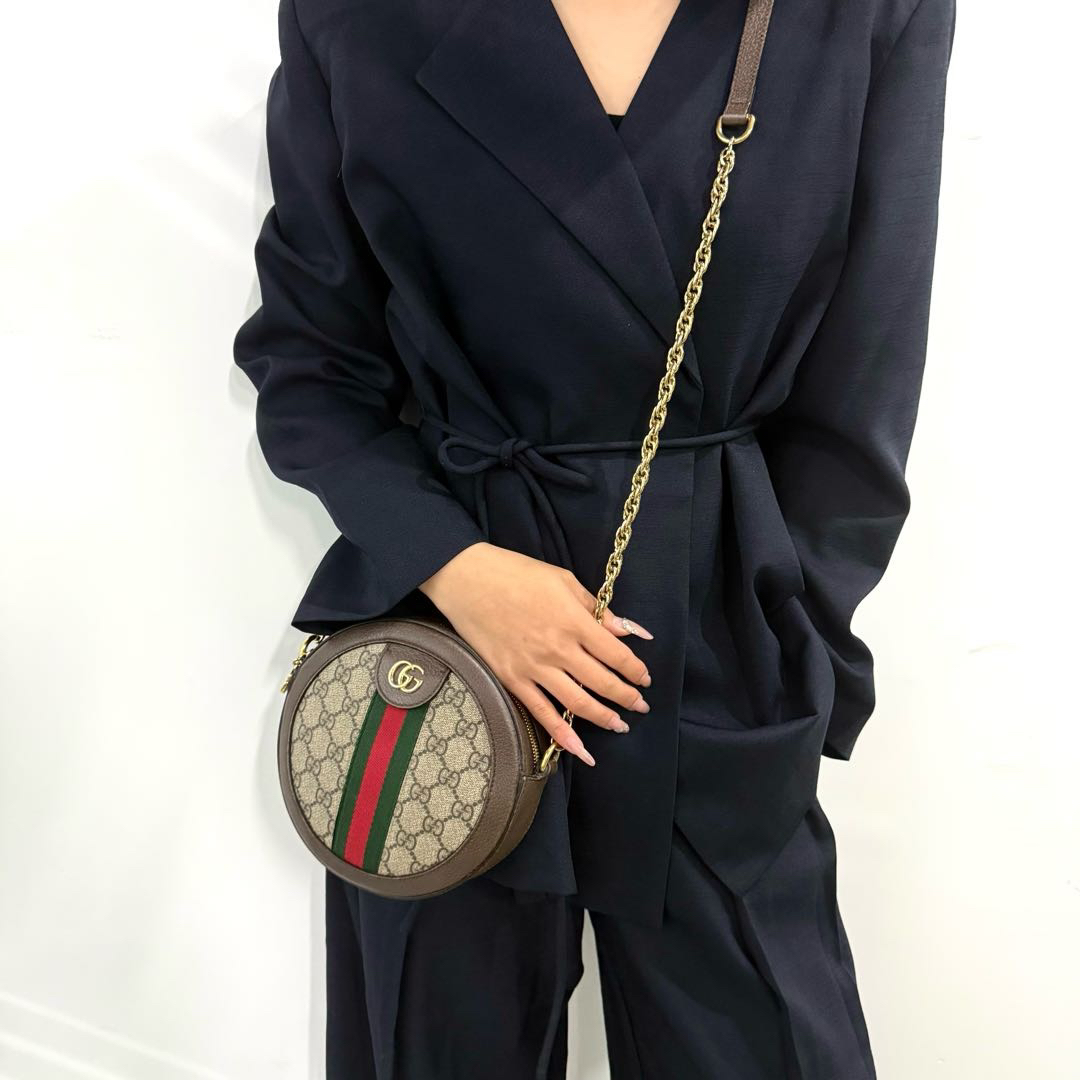 95新 GUCCI/古驰 老花op圆饼包/1554