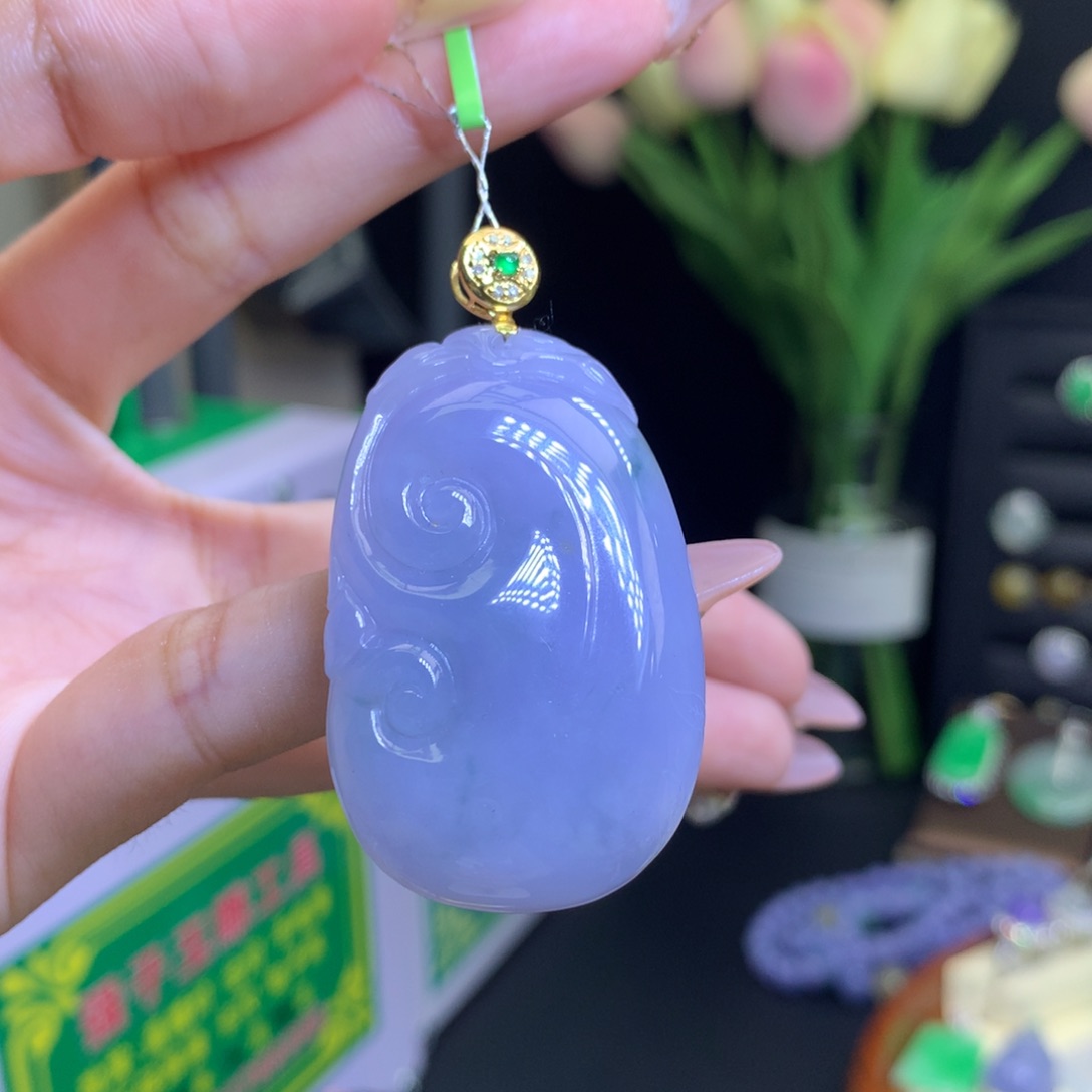 翡翠颈饰18K金镶嵌天然