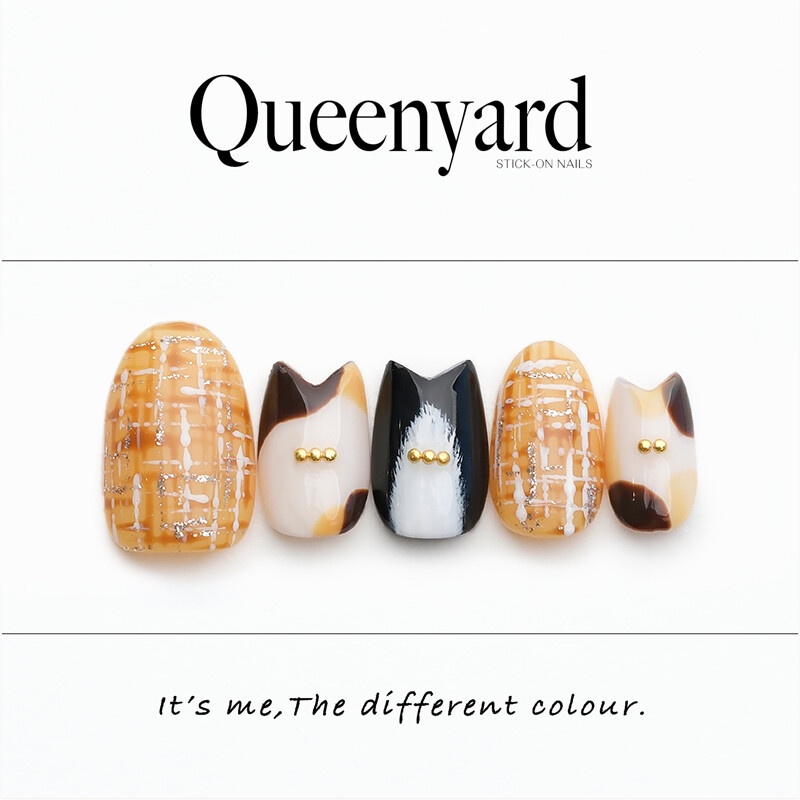 QUEENYARD【玉米棒】小香风可爱猫咪2025春季猫咪造型定制甲片