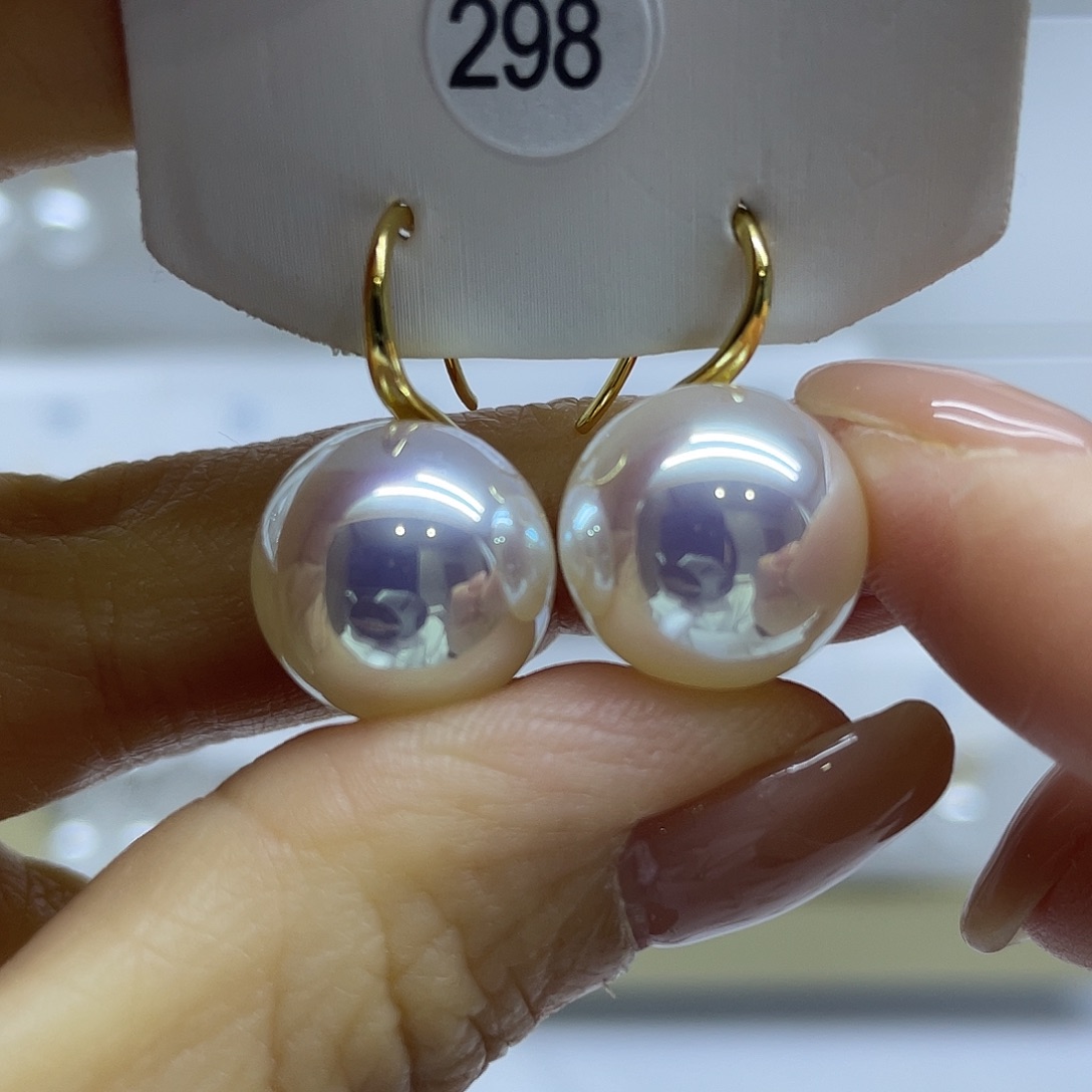 耳饰银S925镶嵌淡水珍珠
