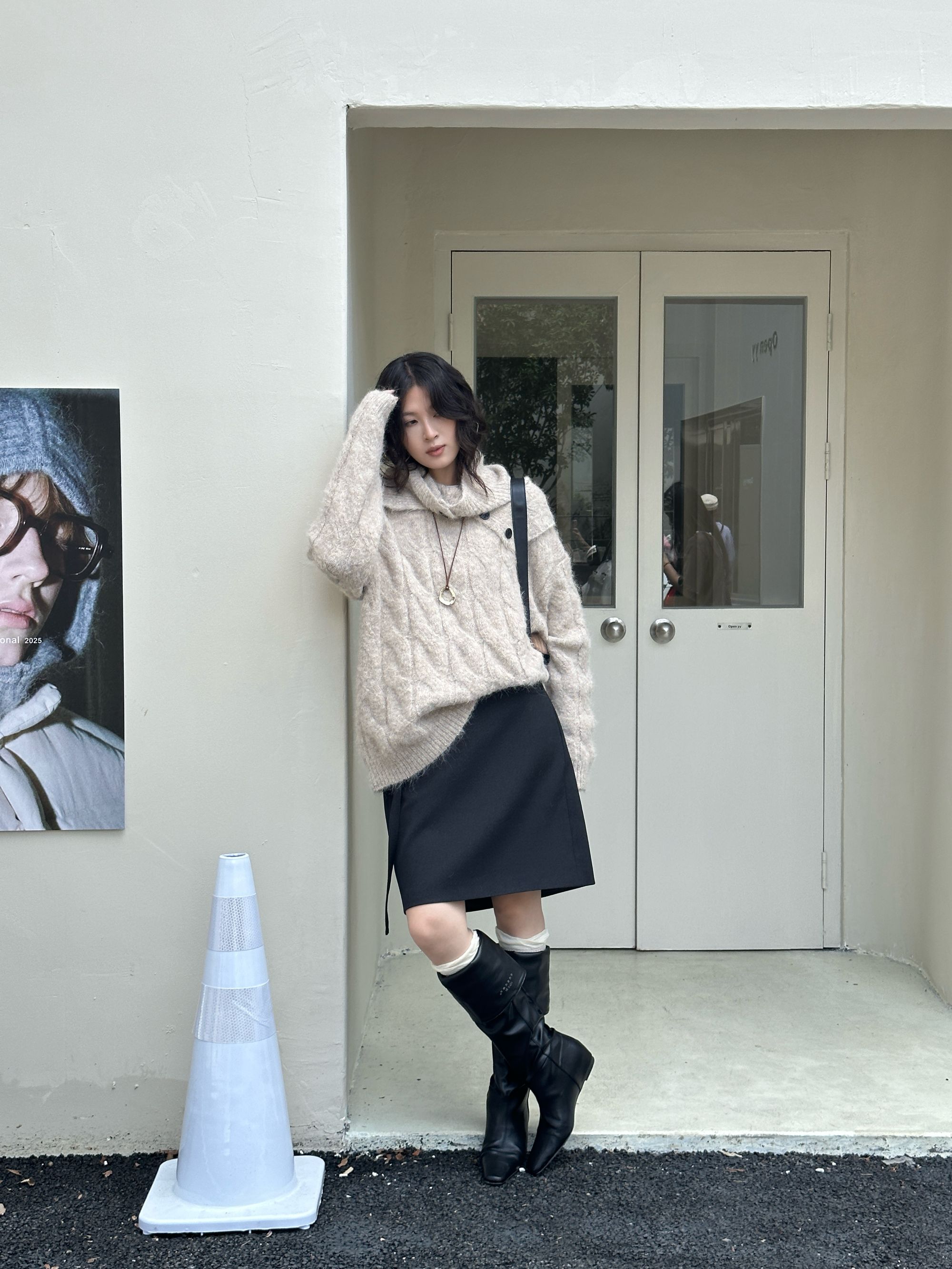 【秋上新】韩系小众极简风百搭显瘦遮胯羊毛材质半身裙 P031-1