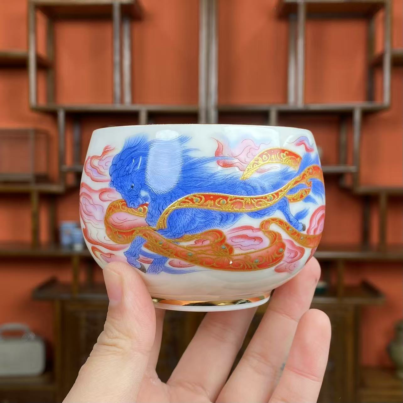 梦马黄杯 高端茶器手工茶盏主人杯0598