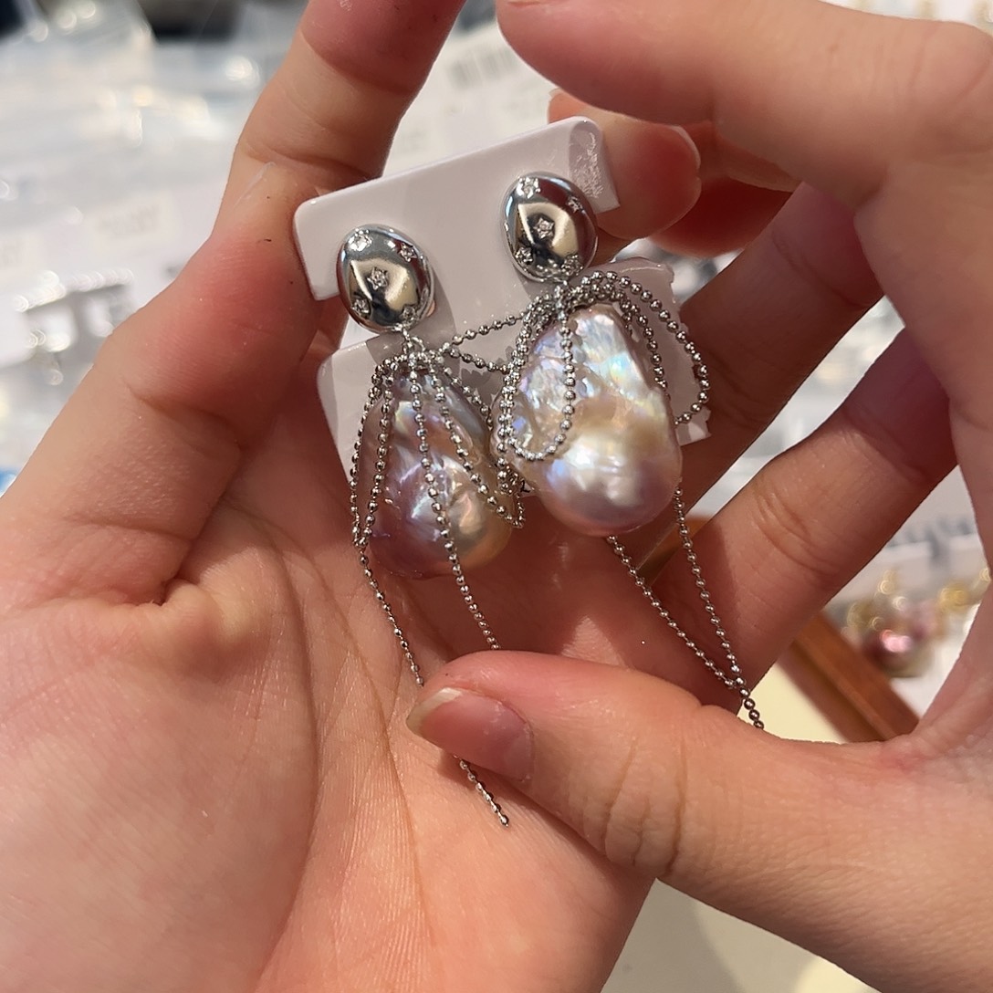 合金淡水珍珠耳饰